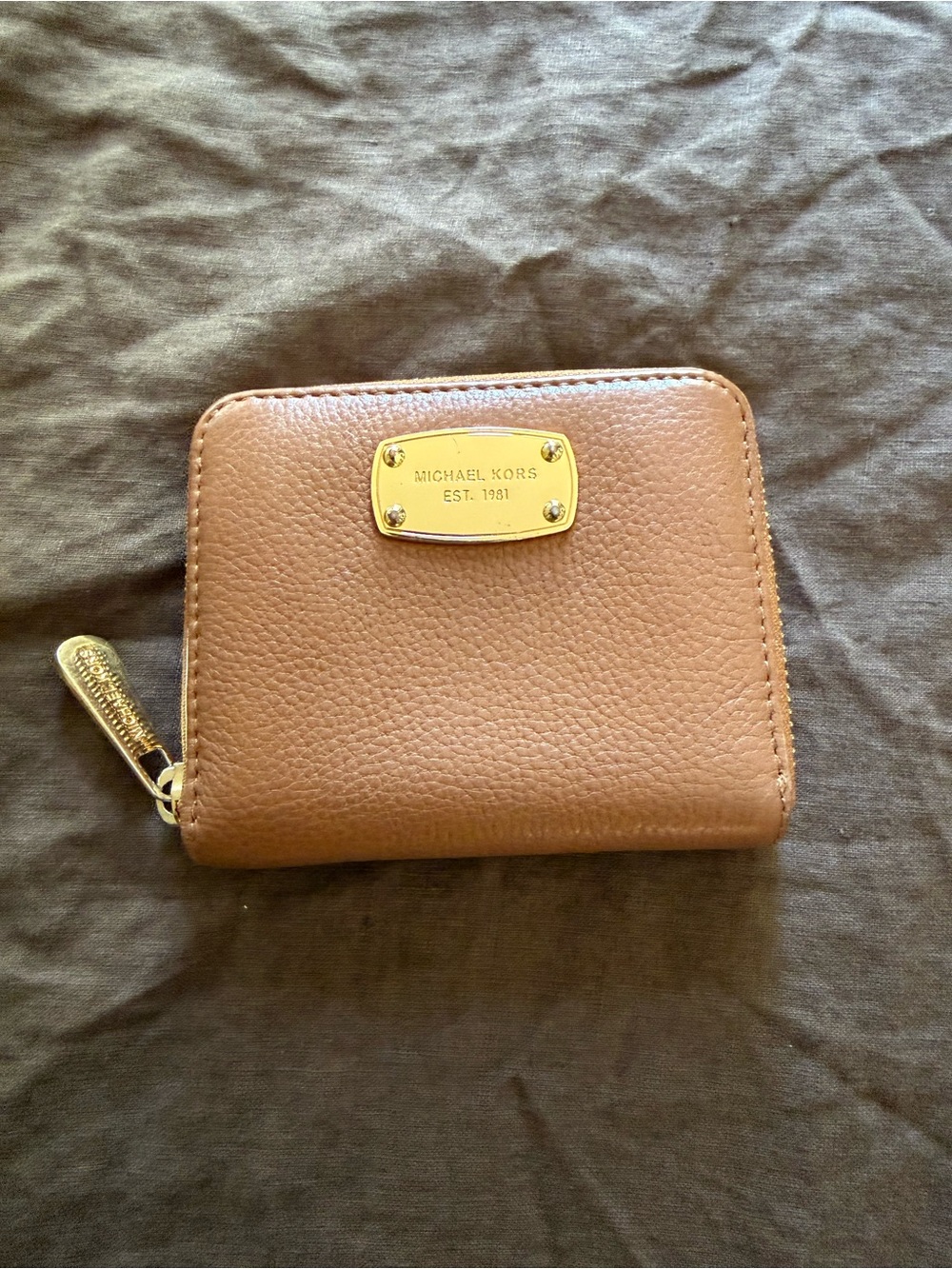 Michael Kors Tan Leather Zip-Around Card Wallet